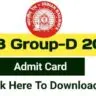 RRB Group D Admit card 2025